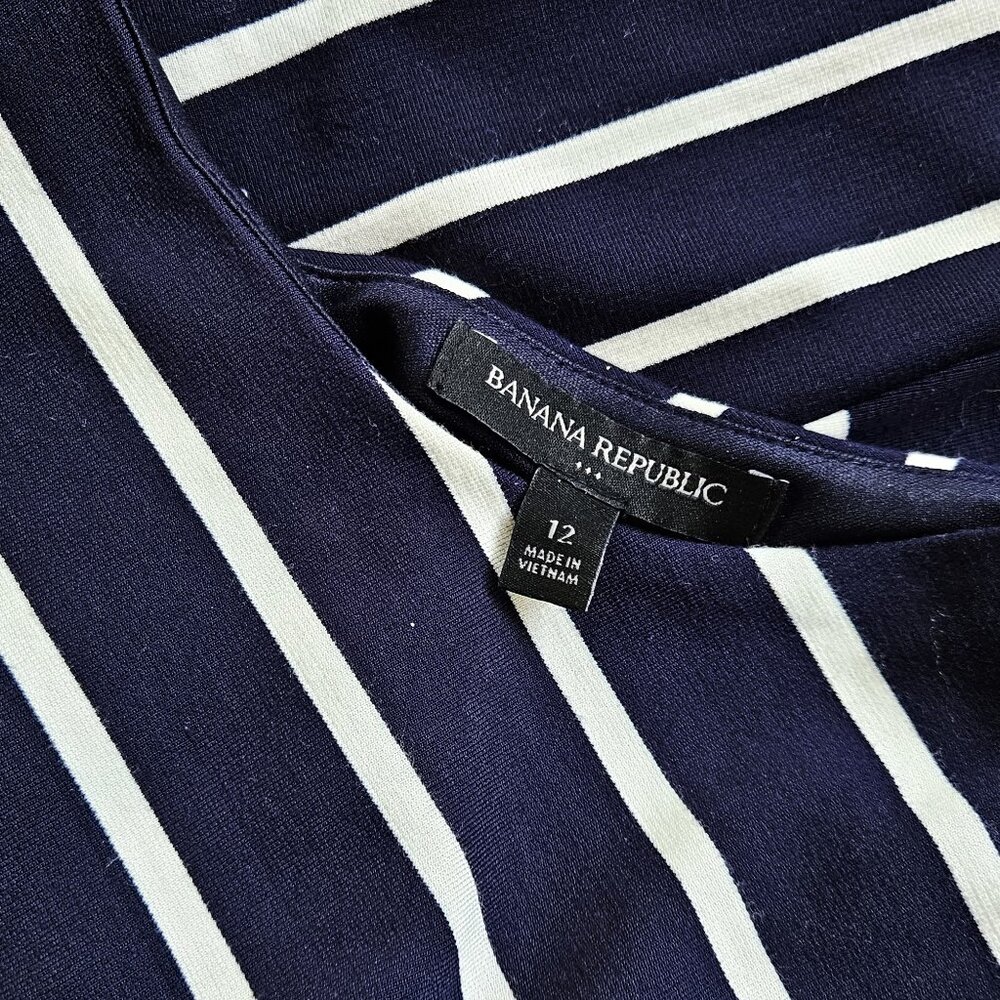 BANANA REPUBLIC - Navy and white short sleeve striped dress - Picture 15 of 15